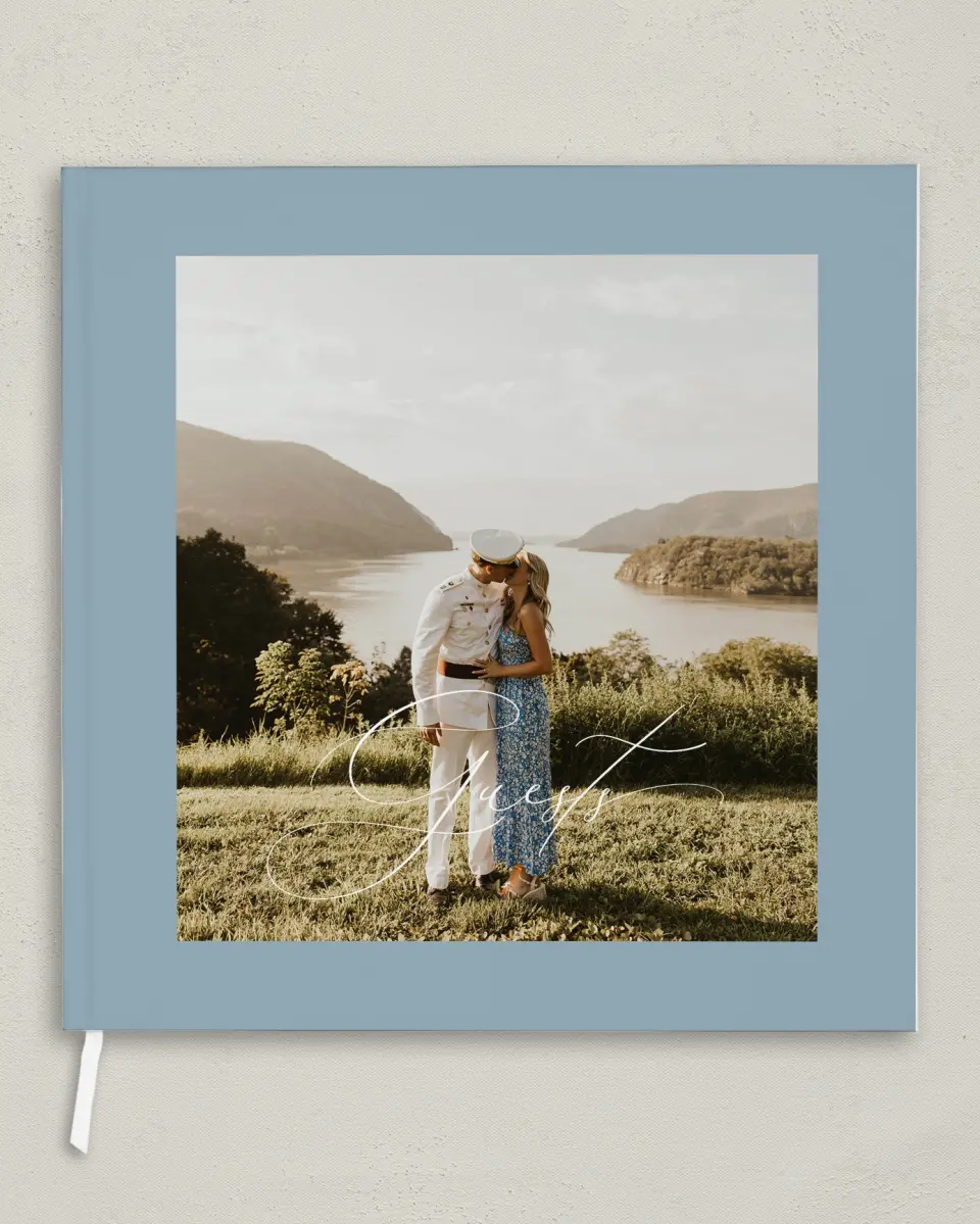 This is a 12" x 12" Wedding Guest Book called The Victoria printed in full color