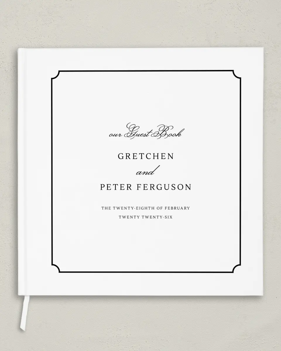 This is a 12" x 12" Wedding Guest Book called Elegant Tradition printed in full color
