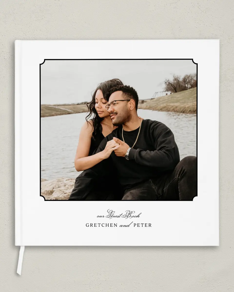 This is a 12" x 12" Wedding Guest Book called Elegant Tradition printed in full color