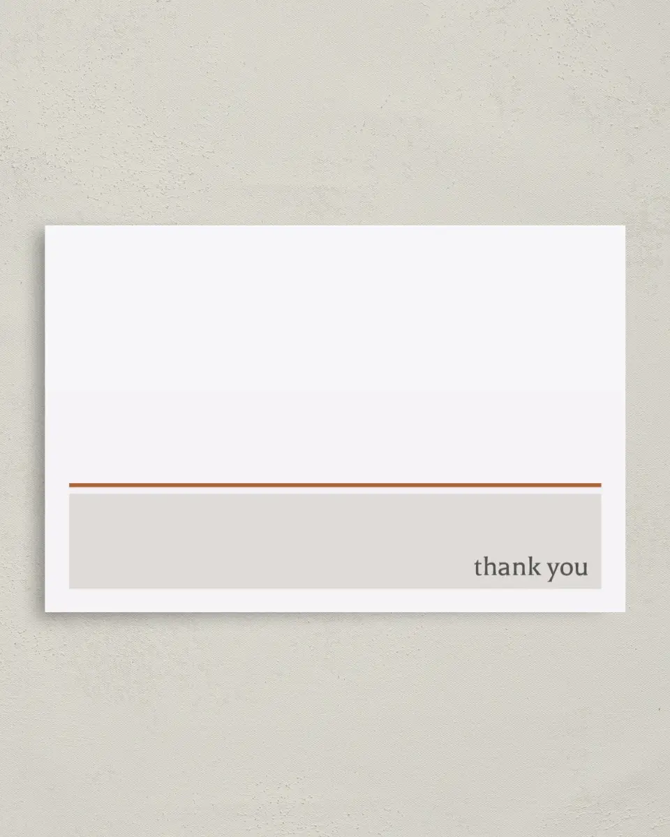 This is a 4" x 6" Folded Business Thank You Card called Square Monogram printed in full color