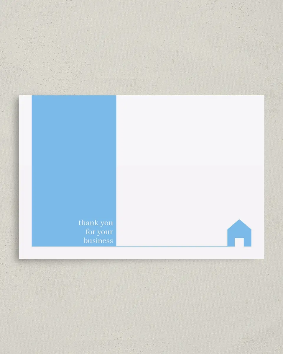 This is a 4" x 6" Folded Business Thank You Card called Home Silhouette printed in full color