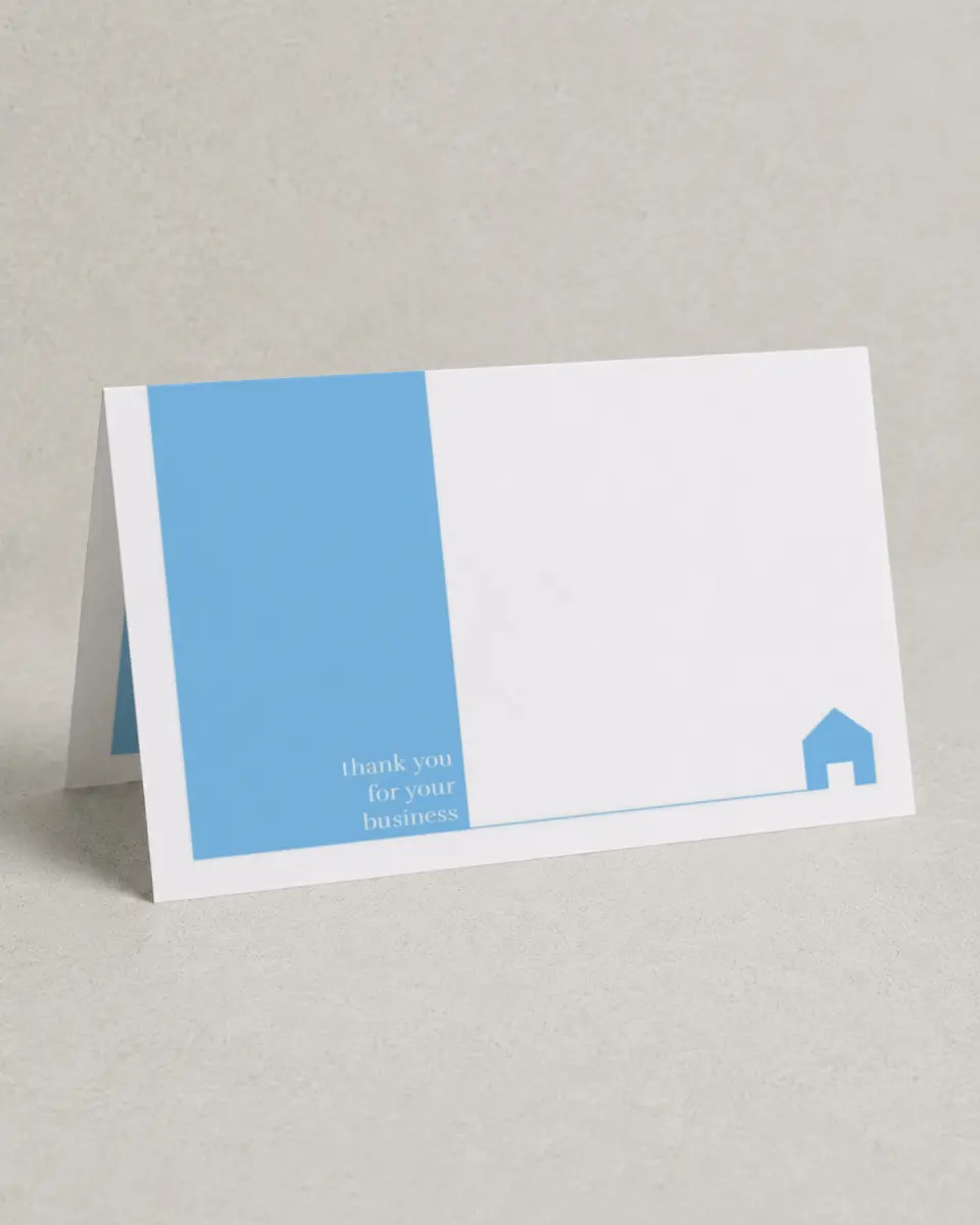 This is a 4" x 6" Folded Business Thank You Card called Home Silhouette printed in full color