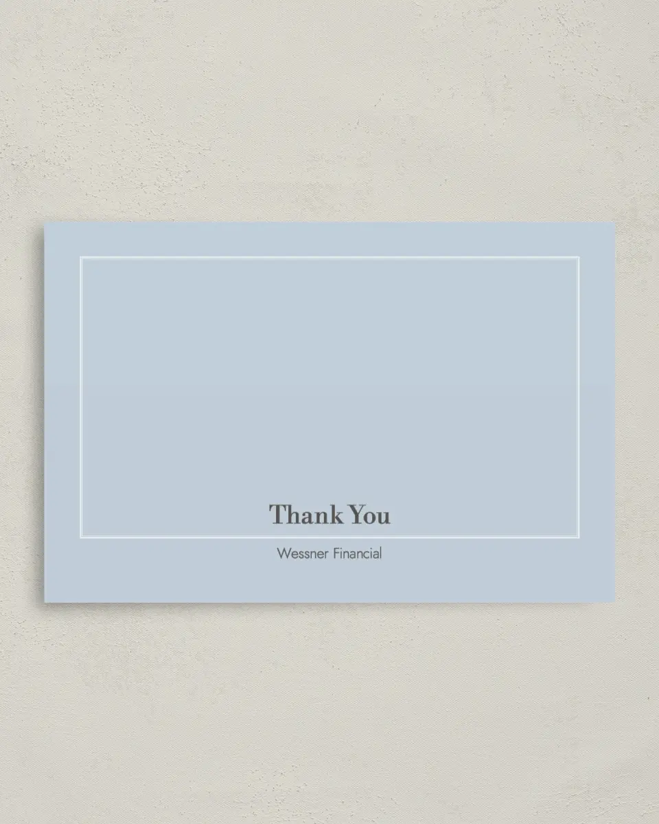 This is a 4" x 6" Folded Business Thank You Card called Simply Framed printed in full color