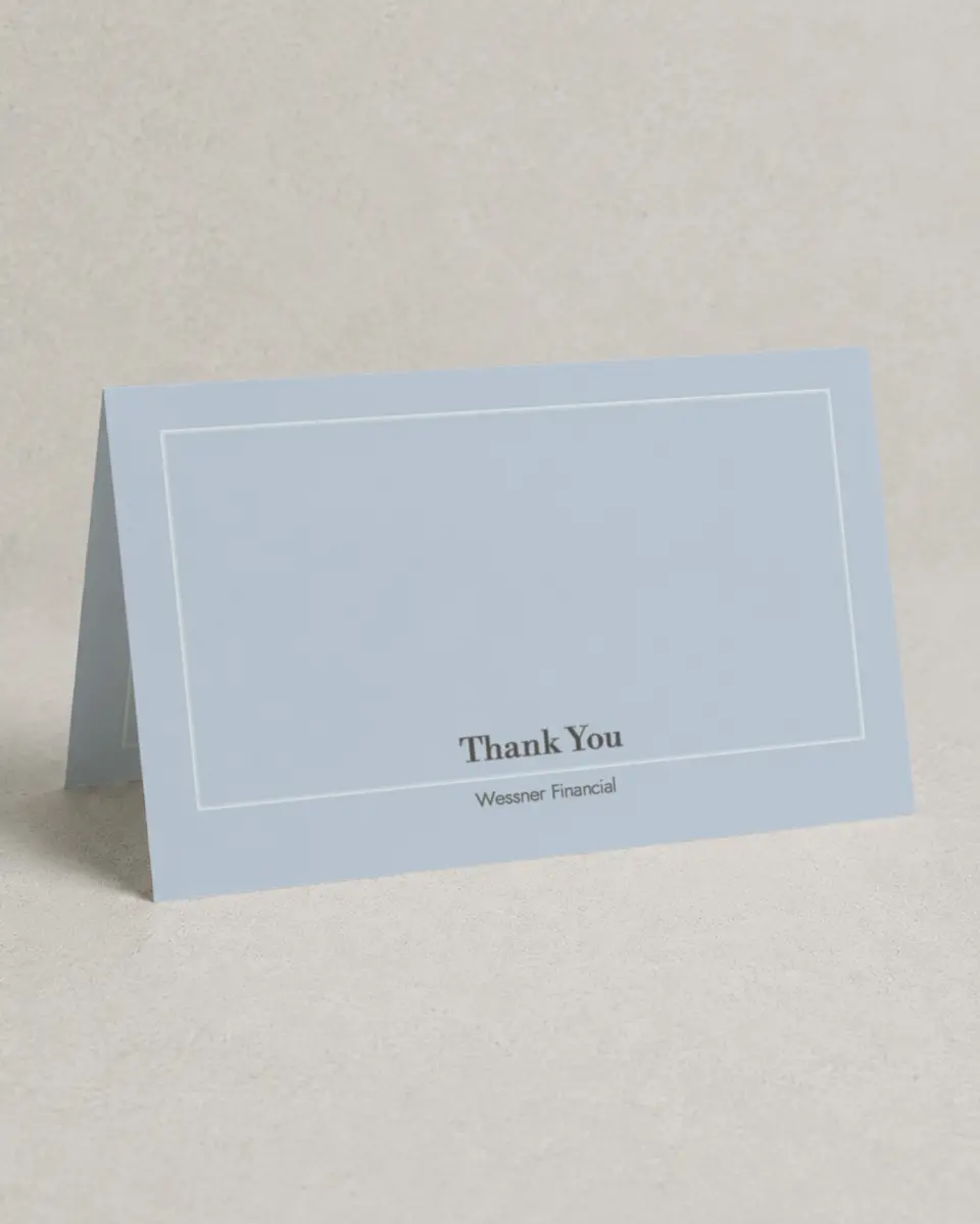 This is a 4" x 6" Folded Business Thank You Card called Simply Framed printed in full color
