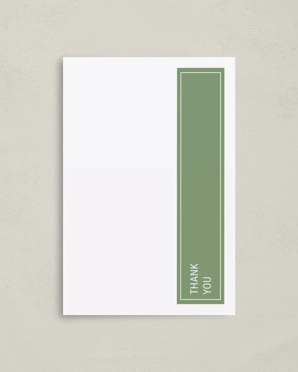 This is a 4" x 6" Folded Business Thank You Card called Vertical Signature printed in full color