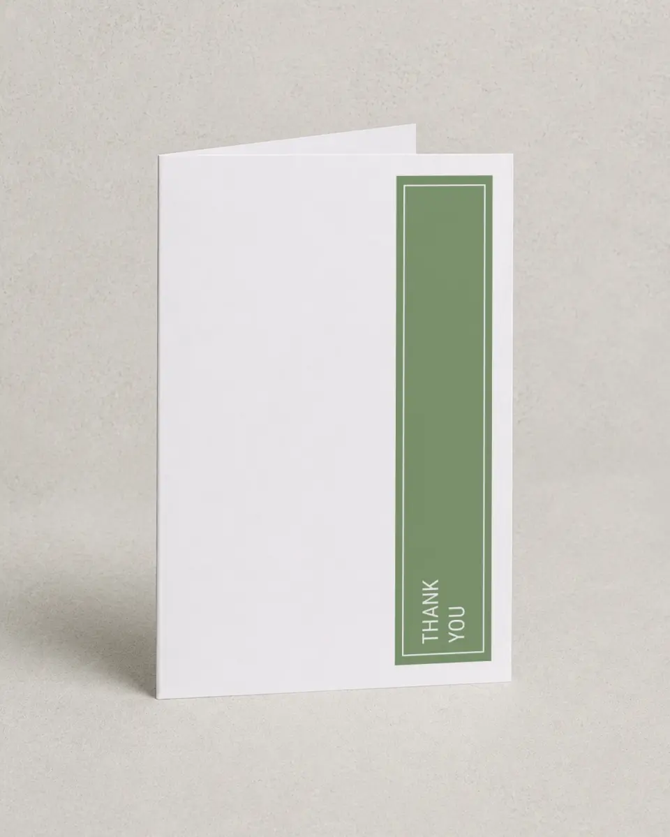 This is a 4" x 6" Folded Business Thank You Card called Vertical Signature printed in full color