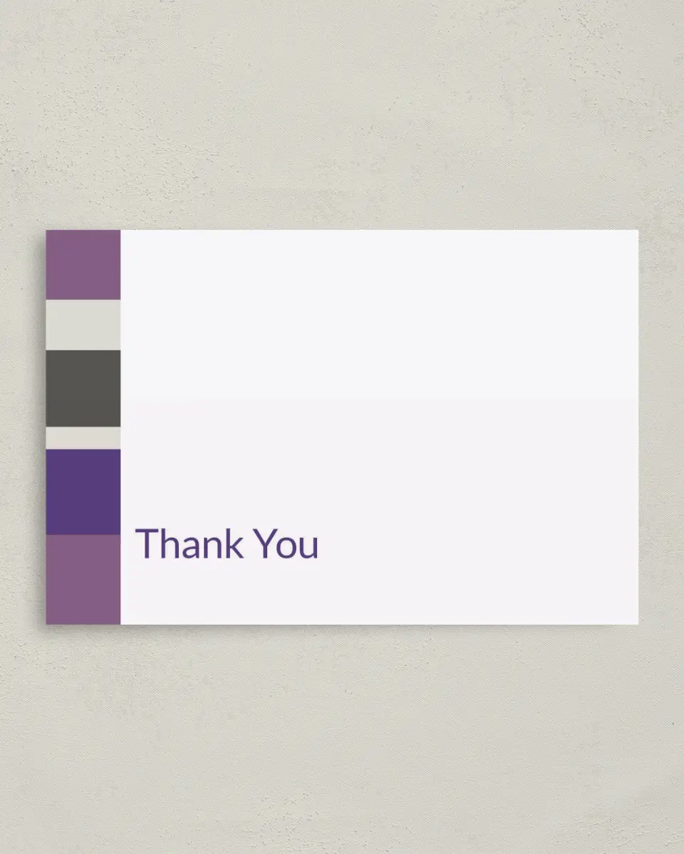 This is a 4" x 6" Folded Business Thank You Card called Colorful Strip printed in full color