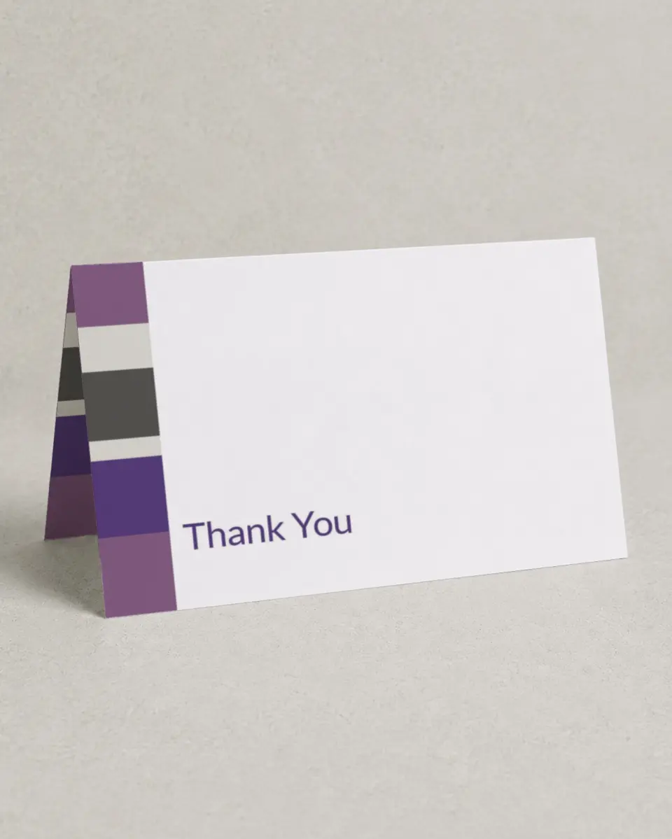 This is a 4" x 6" Folded Business Thank You Card called Colorful Strip printed in full color