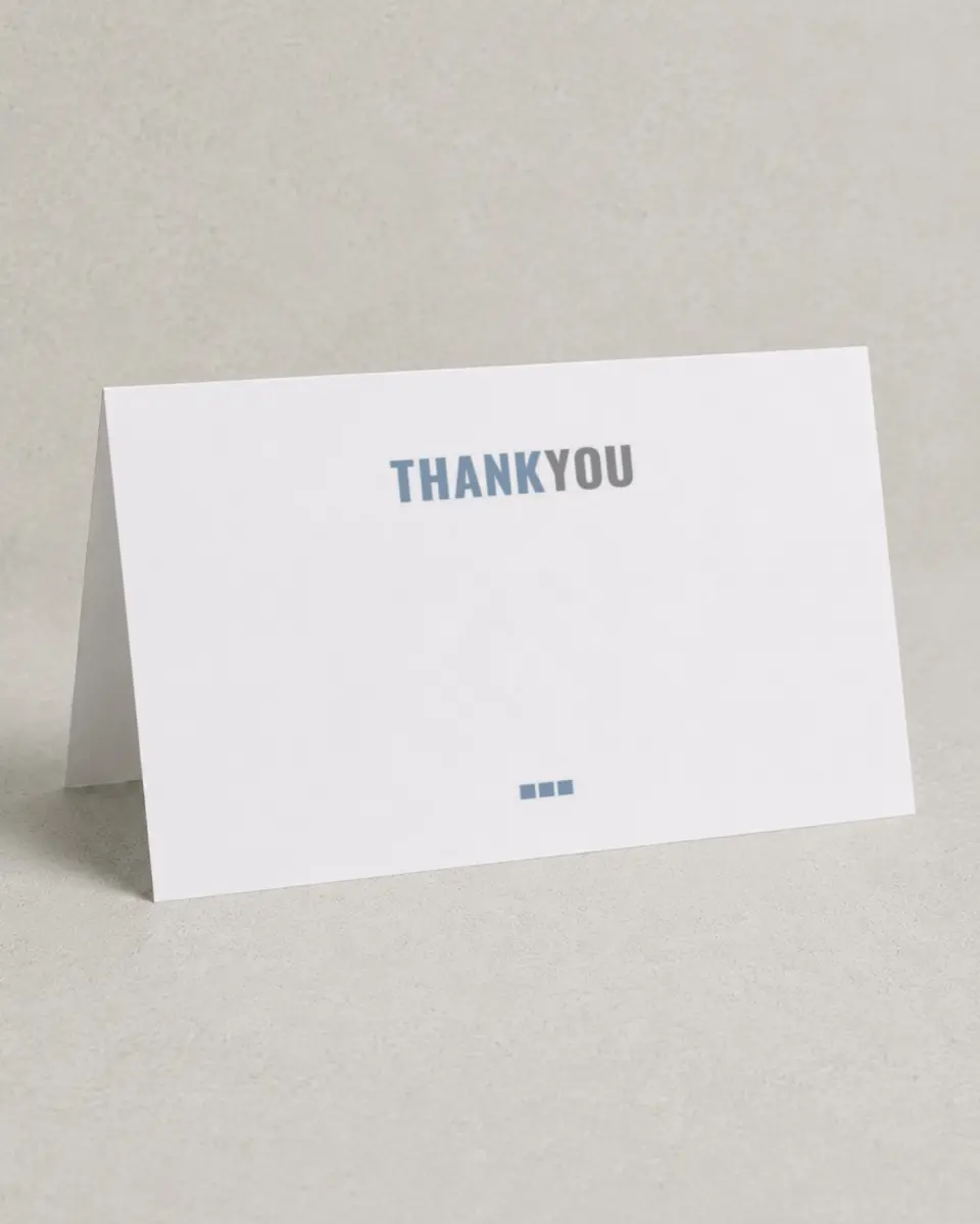 This is a 4" x 6" Folded Business Thank You Card called Squared Finish printed in full color