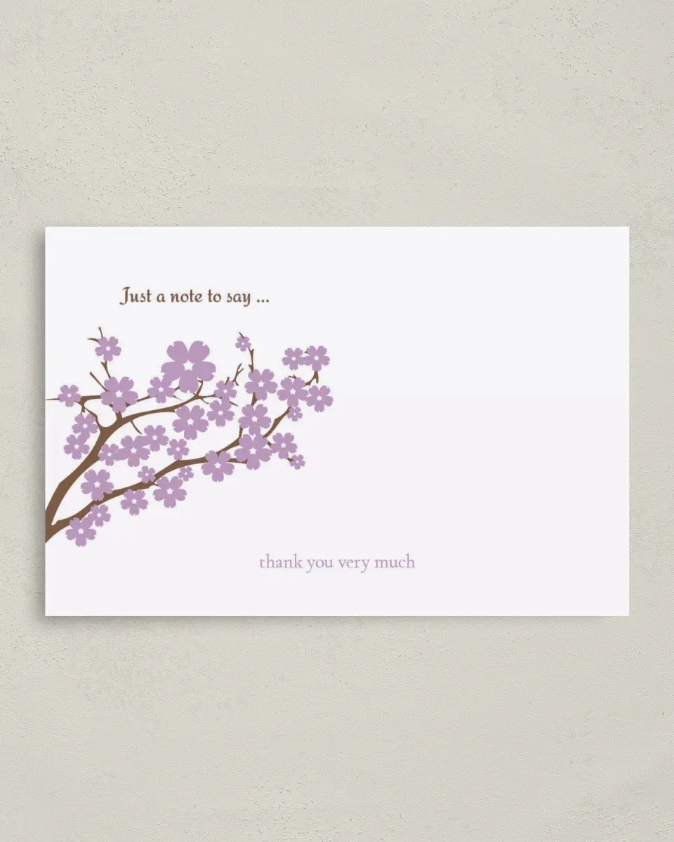 This is a 4" x 6" Folded Business Thank You Card called Blossoming Business printed in full color
