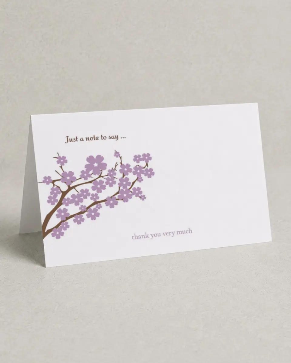 This is a 4" x 6" Folded Business Thank You Card called Blossoming Business printed in full color