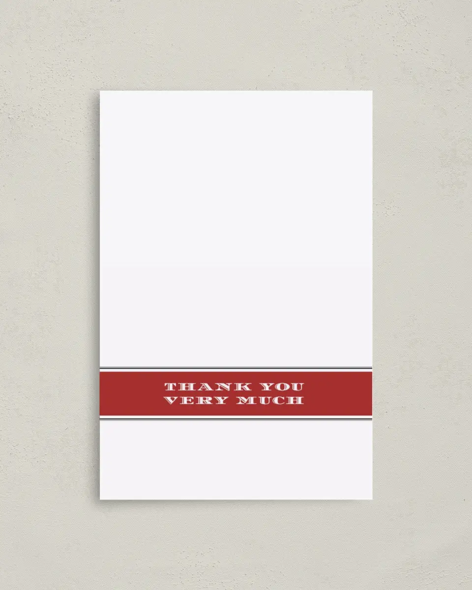 This is a 4" x 6" Folded Business Thank You Card called Striped Signature printed in full color