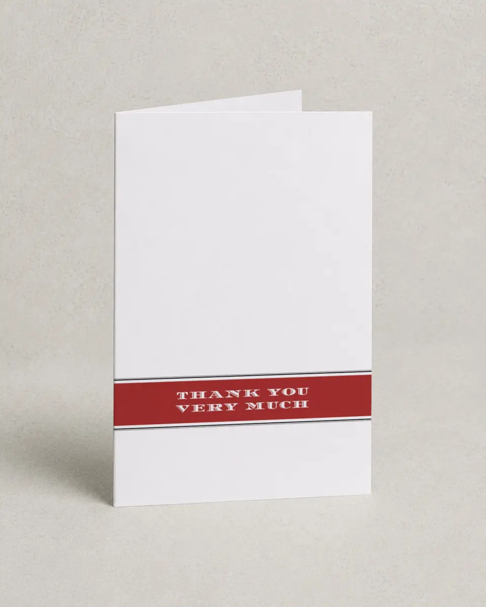This is a 4" x 6" Folded Business Thank You Card called Striped Signature printed in full color