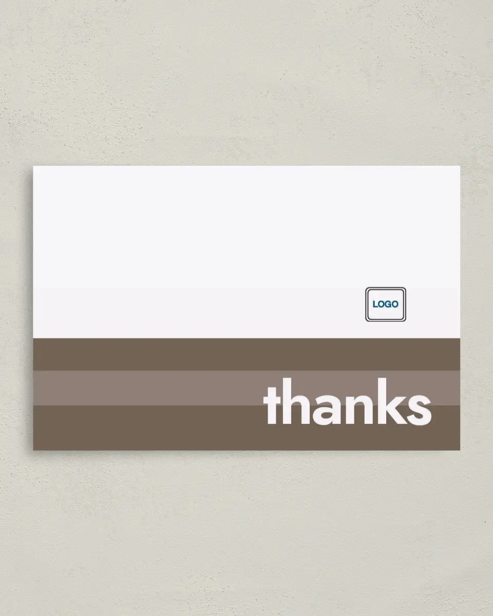 This is a 4" x 6" Folded Business Thank You Card called Stenciled Monogram printed in full color