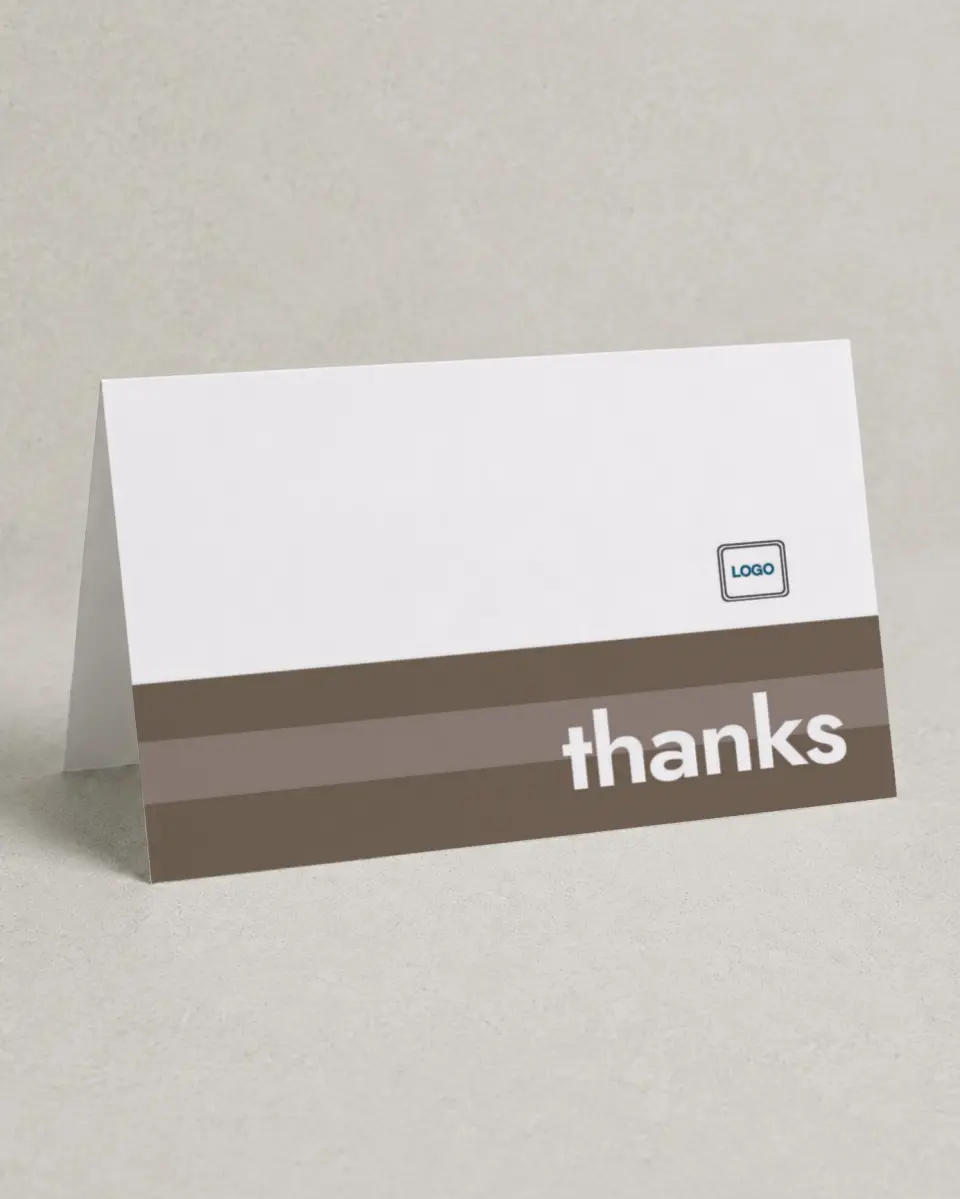 This is a 4" x 6" Folded Business Thank You Card called Stenciled Monogram printed in full color