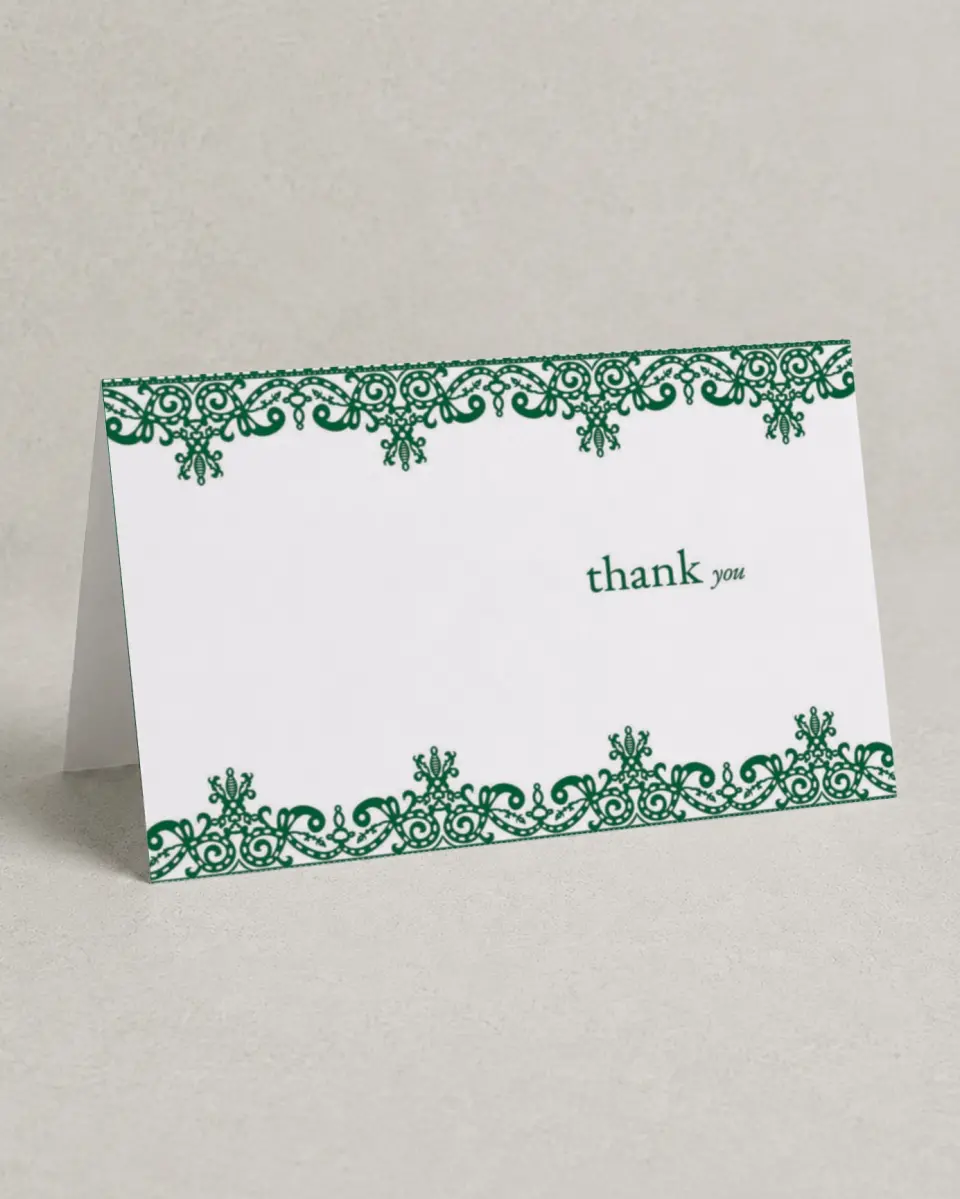 This is a 4" x 6" Folded Business Thank You Card called Regal Border printed in full color