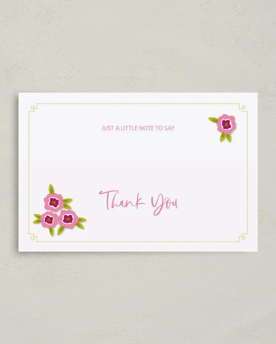 This is a 4" x 6" Folded Business Thank You Card called Spring Poppies printed in full color