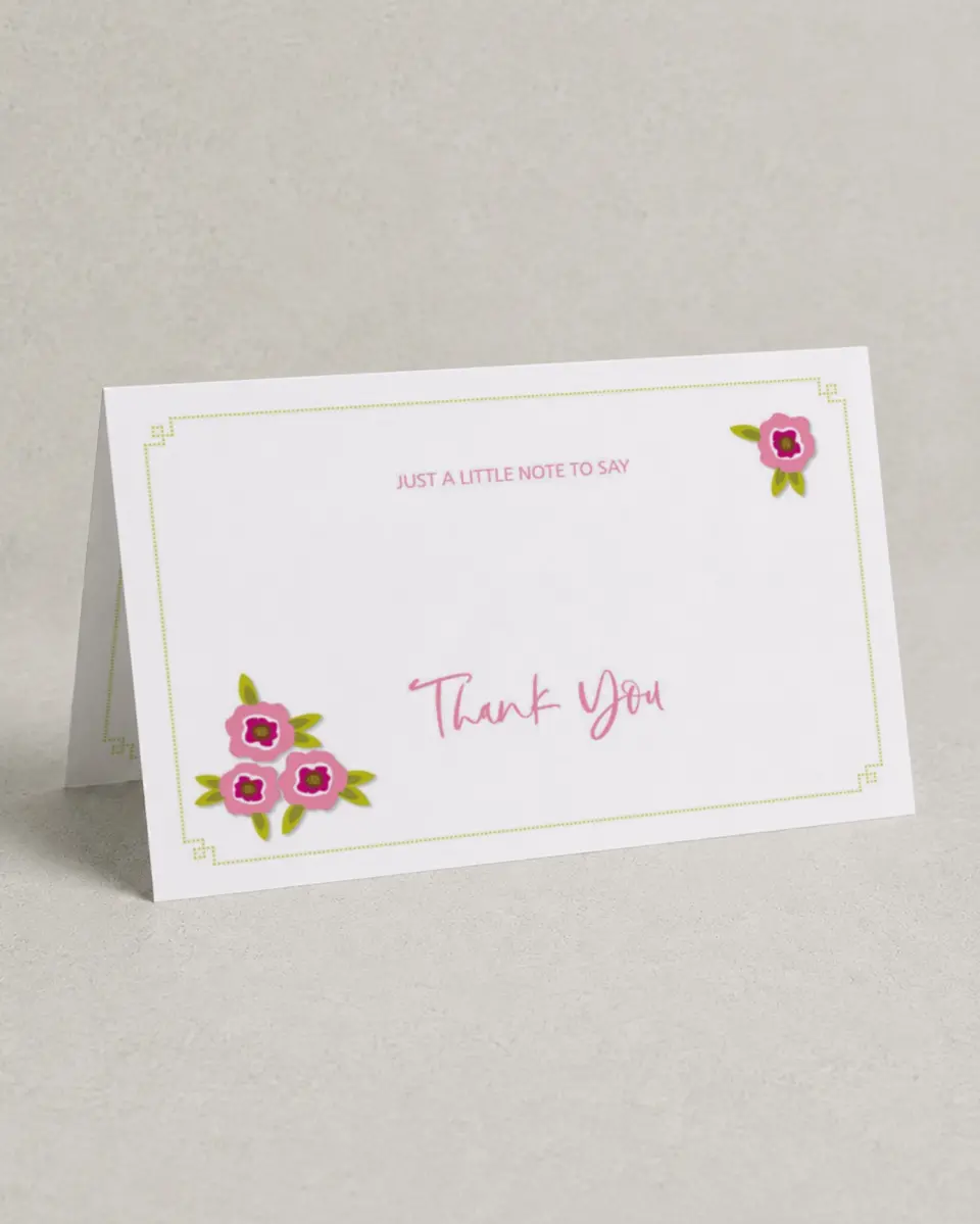 This is a 4" x 6" Folded Business Thank You Card called Spring Poppies printed in full color