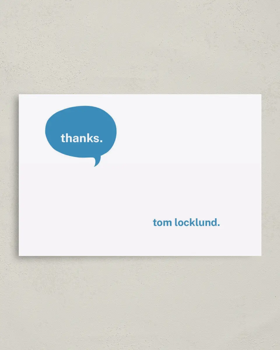 This is a 4" x 6" Folded Business Thank You Card called Friendly Hello printed in full color