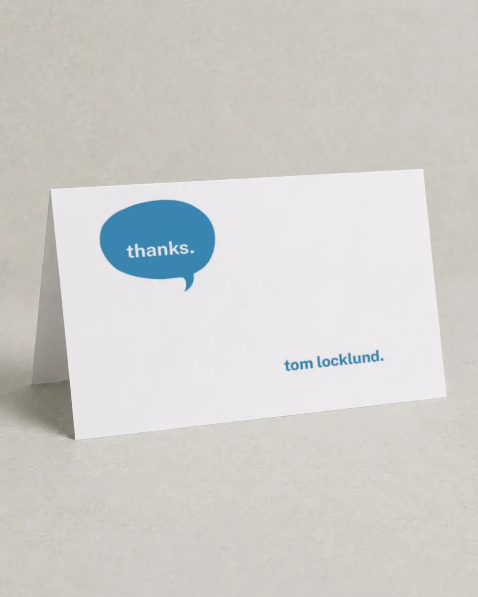 This is a 4" x 6" Folded Business Thank You Card called Friendly Hello printed in full color