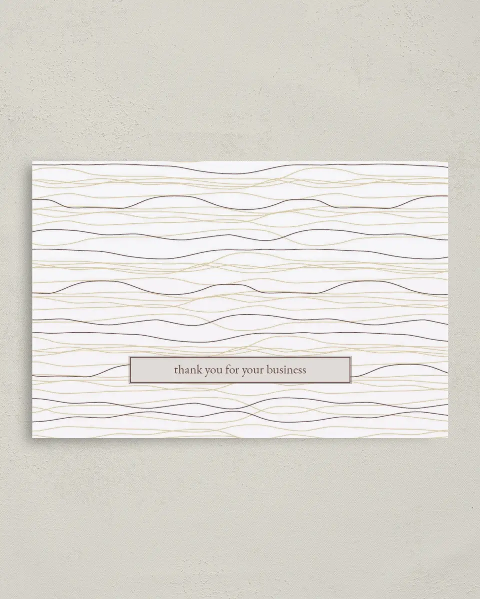 This is a 4" x 6" Folded Business Thank You Card called Signature Wood Grain printed in full color