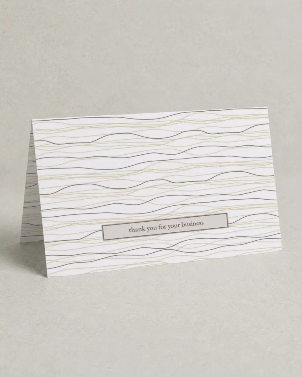 This is a 4" x 6" Folded Business Thank You Card called Signature Wood Grain printed in full color