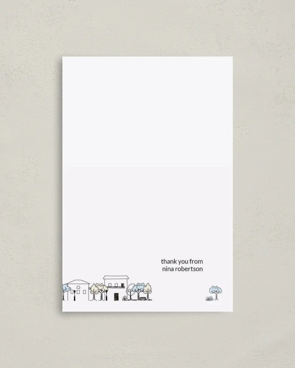 This is a 4" x 6" Folded Business Thank You Card called Residential Sketch printed in full color