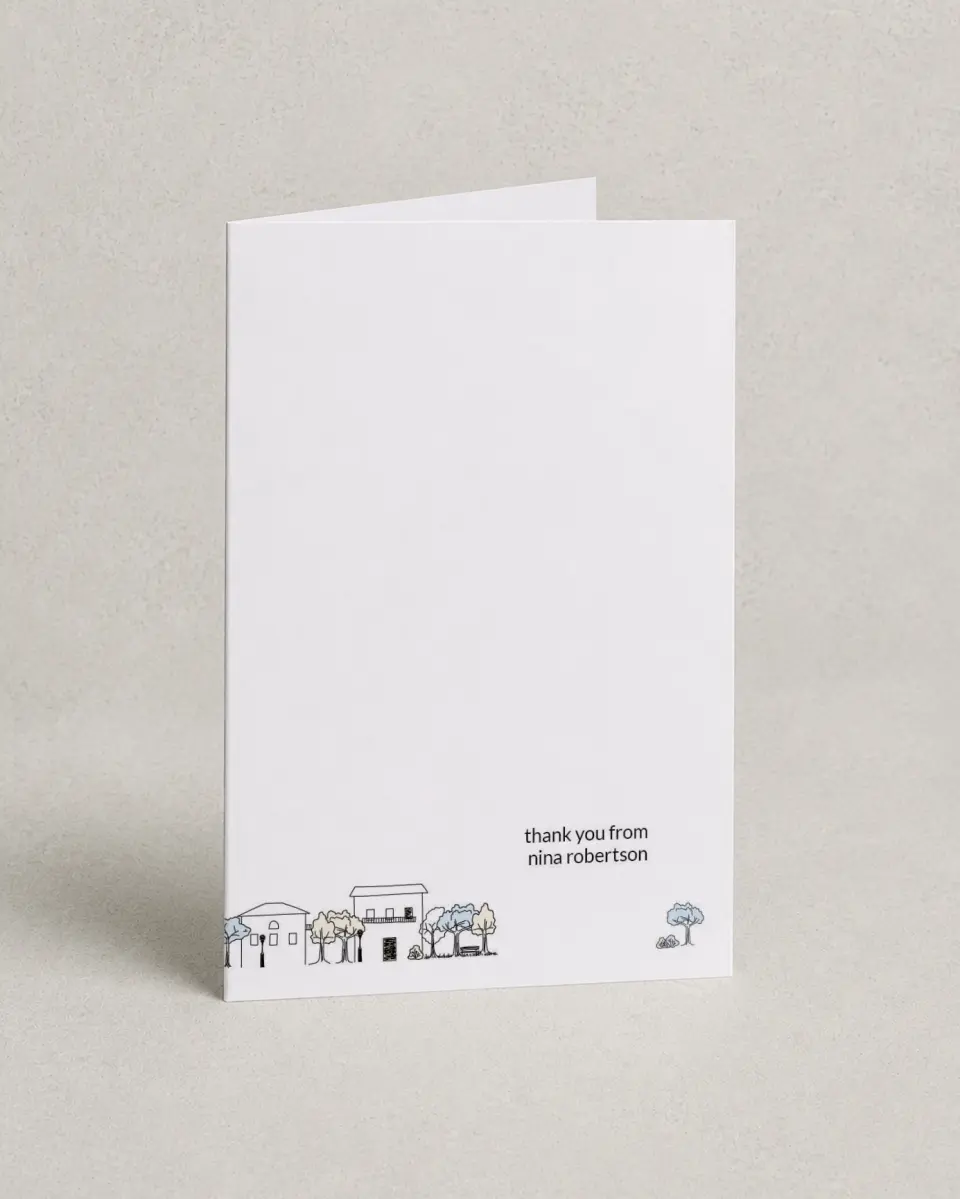 This is a 4" x 6" Folded Business Thank You Card called Residential Sketch printed in full color
