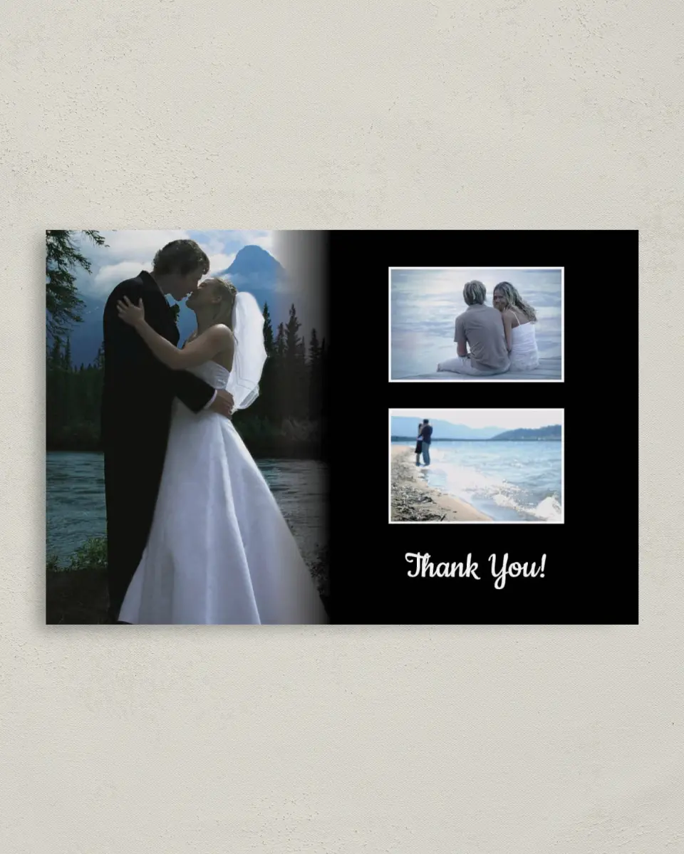 This is a 4" x 6" Folded Thank You Card called Black Fade printed in full color on Premium Smooth paper