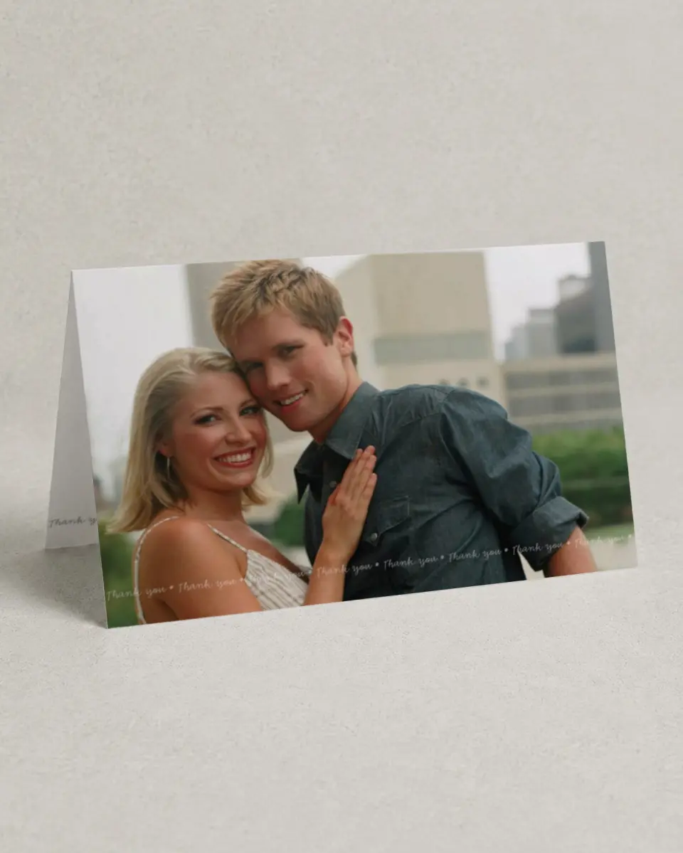 This is a 4" x 6" Folded Thank You Card called Full Photo Background printed in full color on Premium Smooth paper
