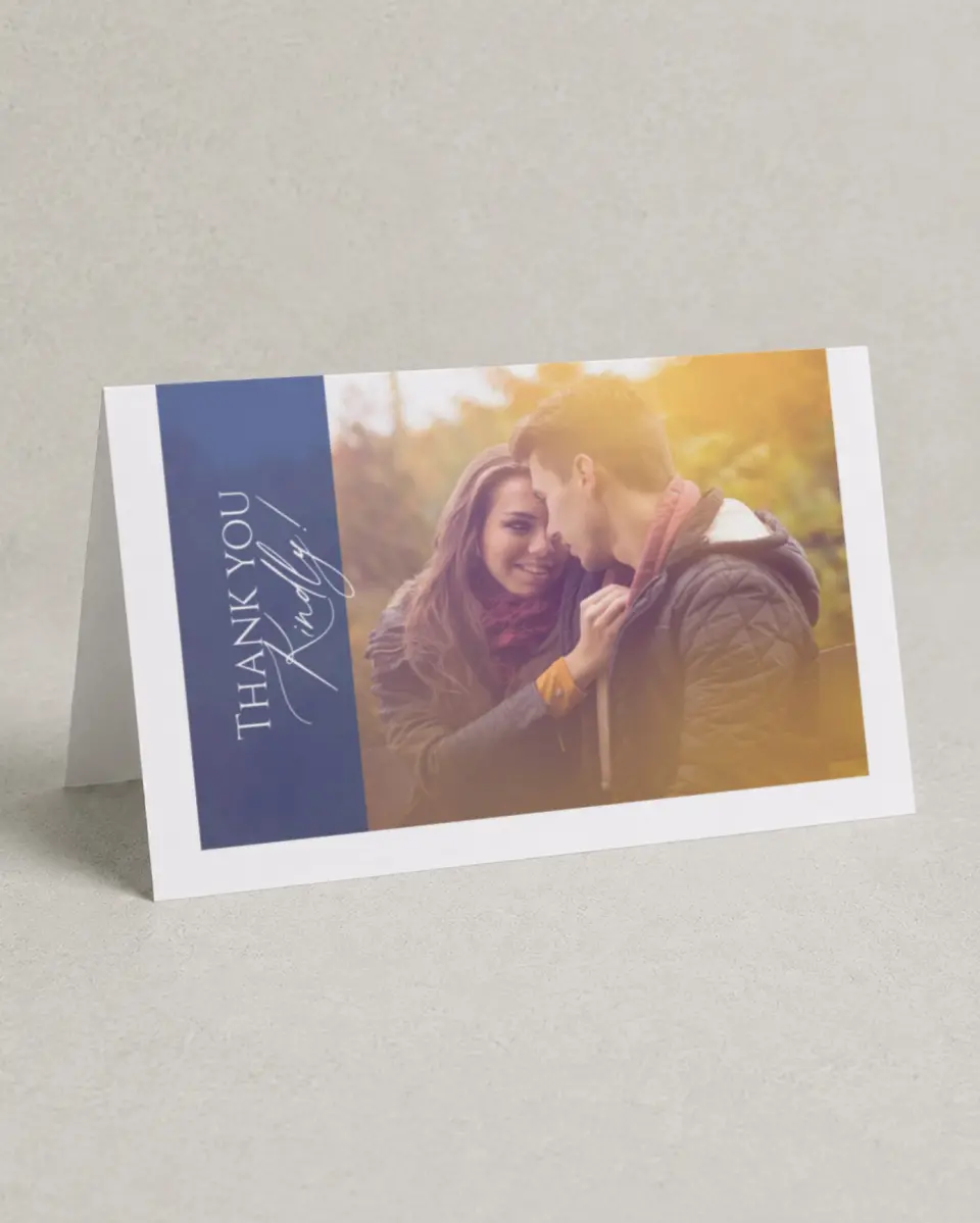 This is a 4" x 6" Folded Thank You Card called Classic Kiss printed in full color on Premium Smooth paper