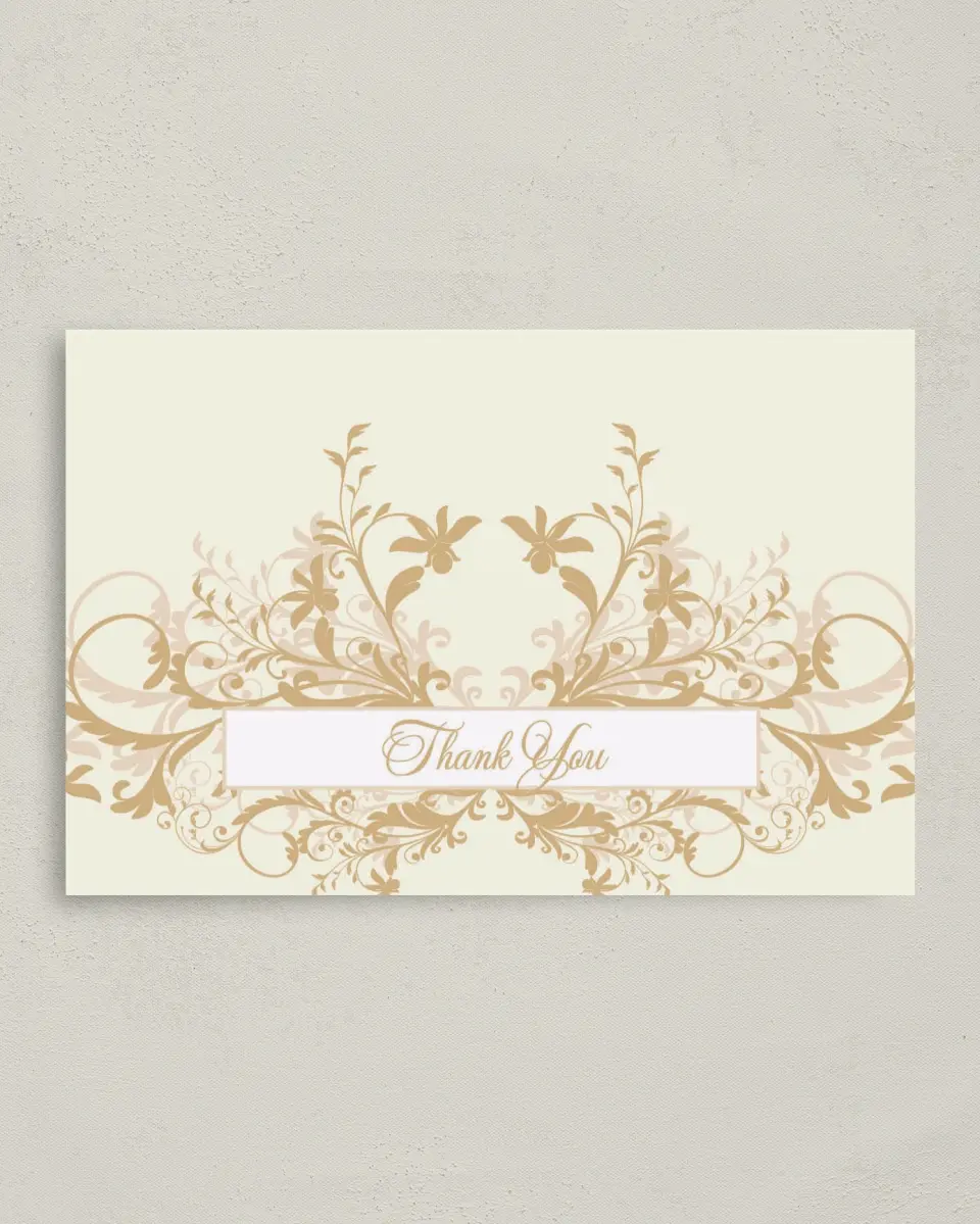 This is a 4" x 6" Folded Thank You Card called Classic Allure printed in full color on Premium Smooth paper