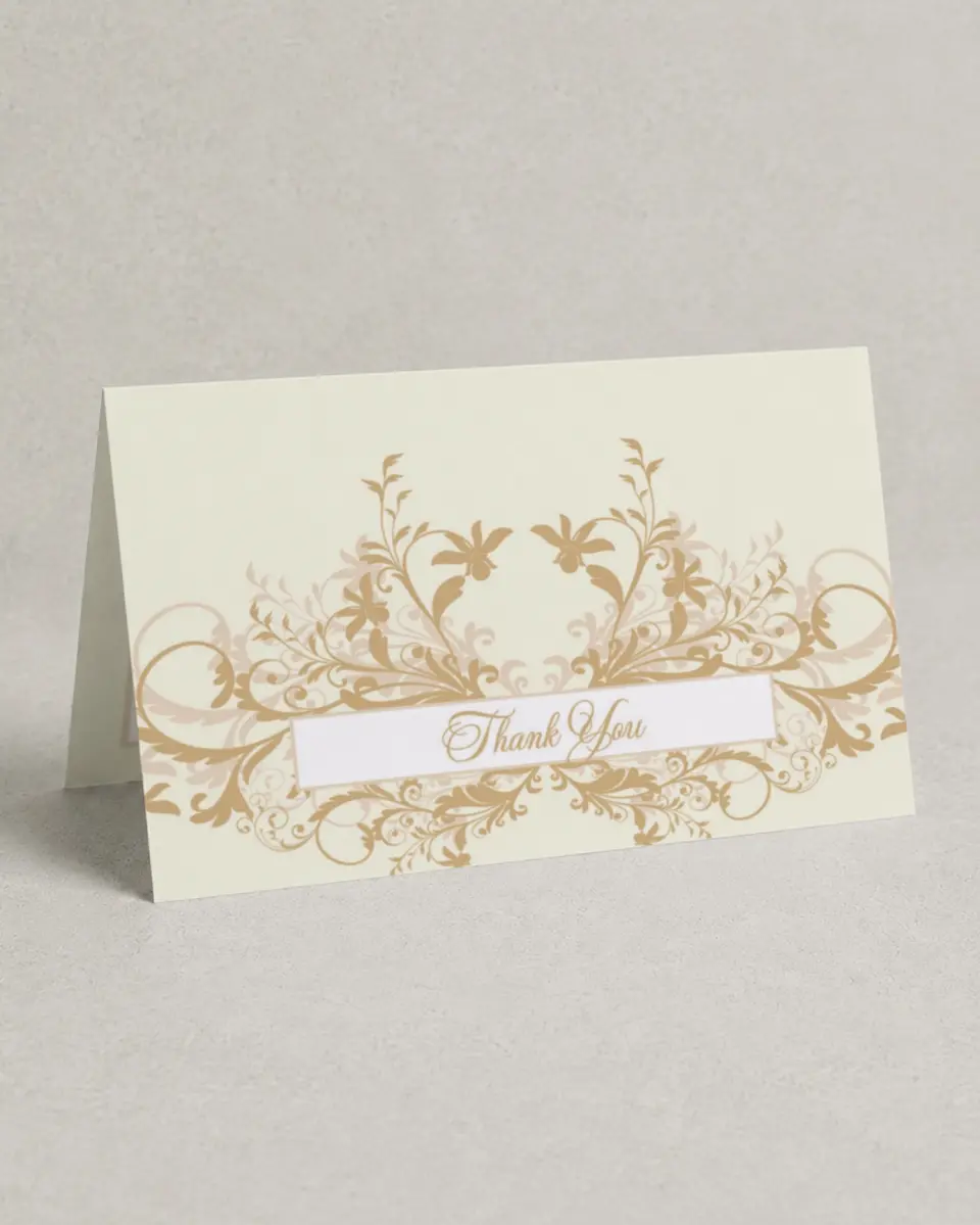 This is a 4" x 6" Folded Thank You Card called Classic Allure printed in full color on Premium Smooth paper