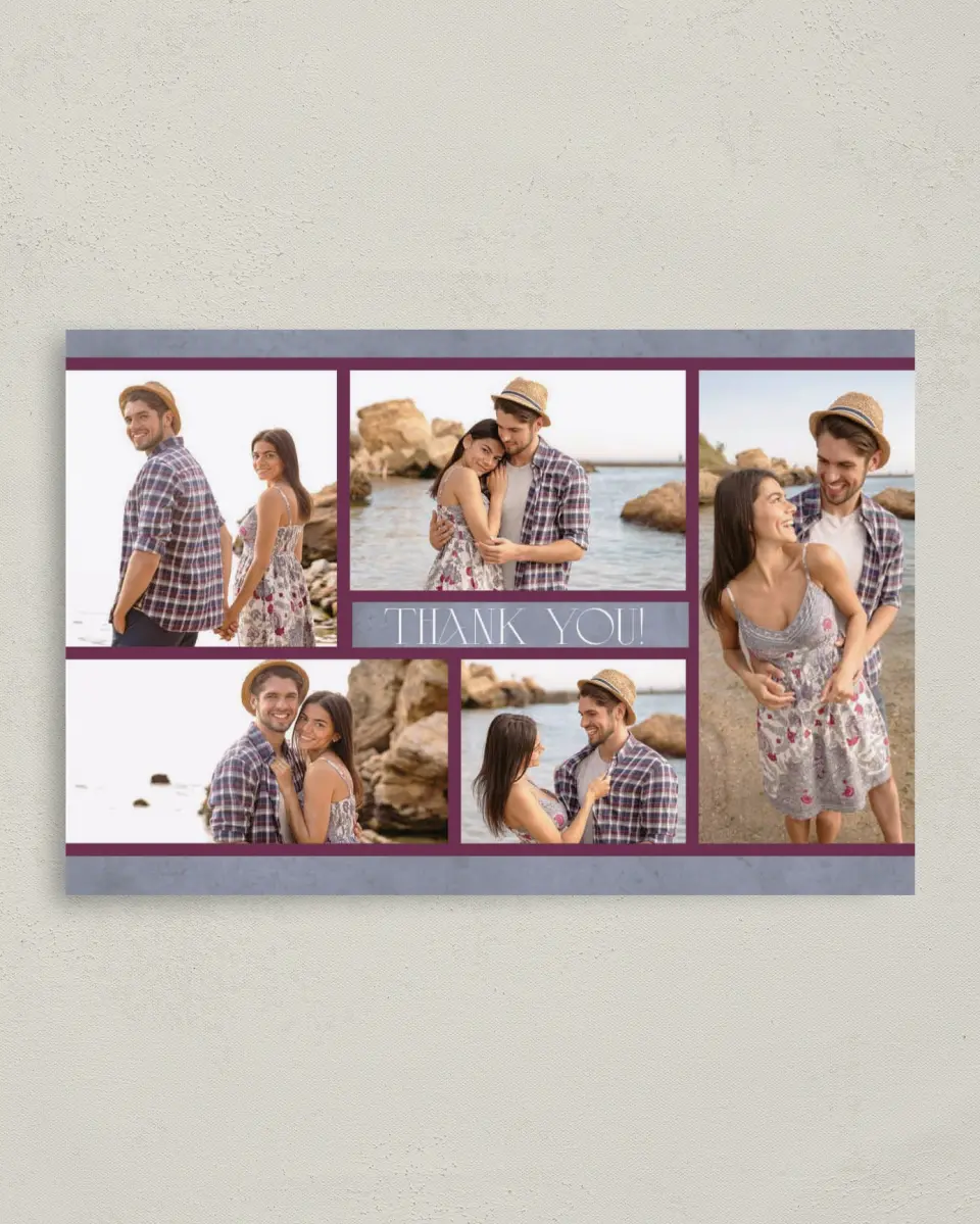 This is a 4" x 6" Folded Thank You Card called Fetching Frames printed in full color on Premium Smooth paper