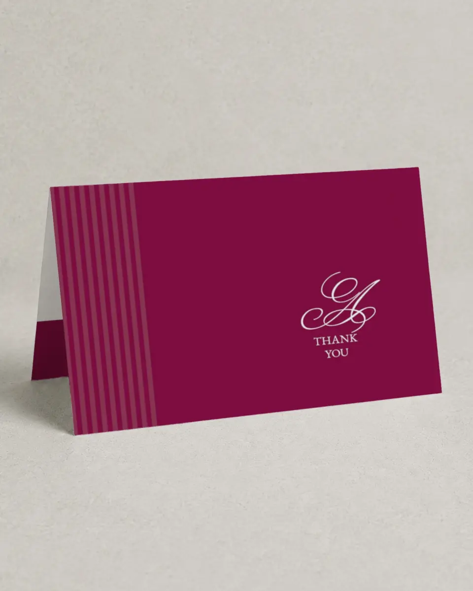 This is a 4" x 6" Folded Thank You Card called Forever Yours printed in full color on Premium Smooth paper