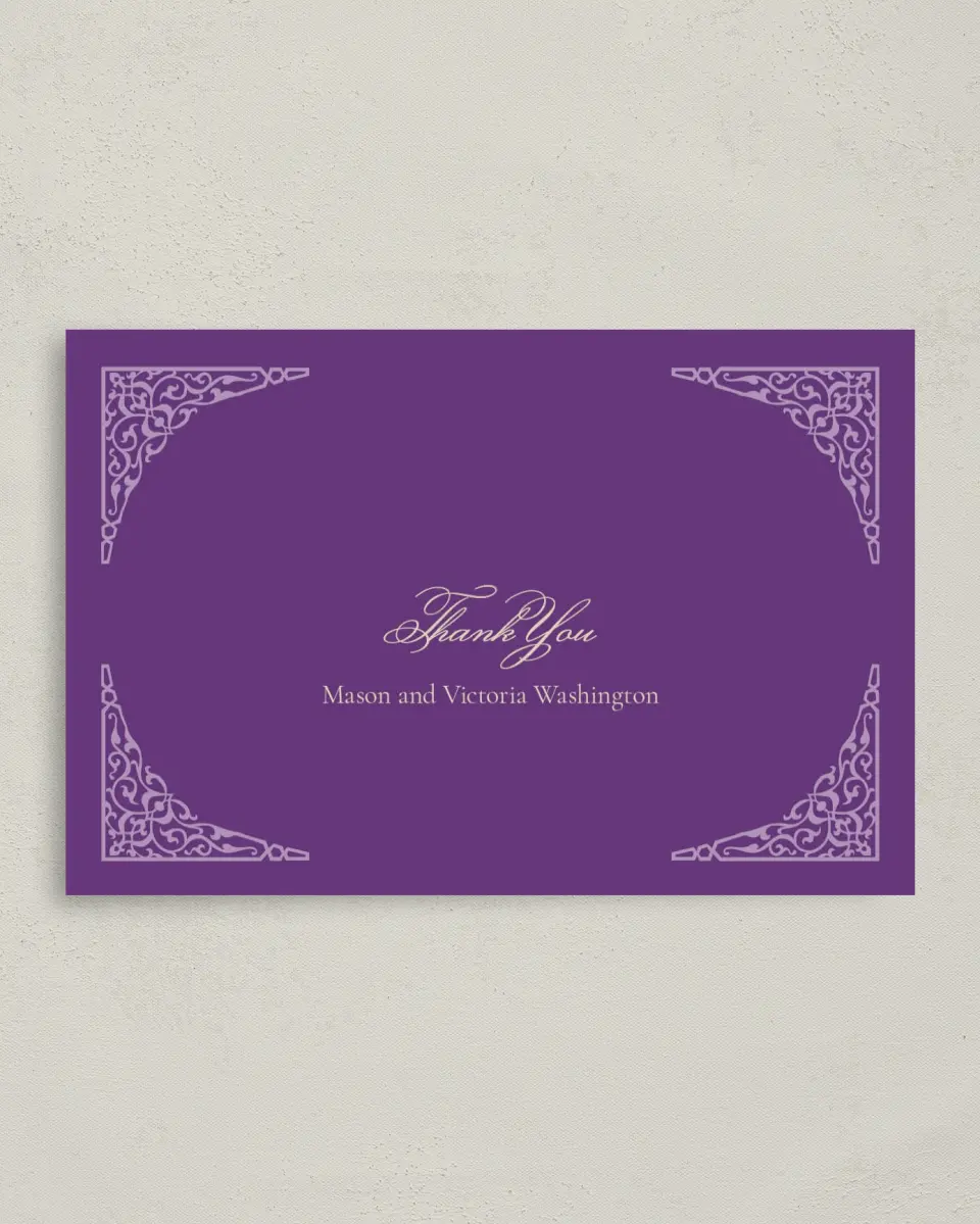 This is a 4" x 6" Folded Thank You Card called Simple Tradition printed in full color on Premium Smooth paper