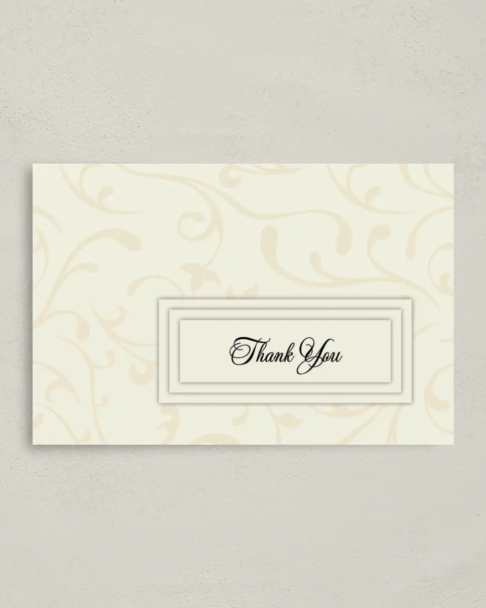 This is a 4" x 6" Folded Thank You Card called Classic Elegance printed in full color on Premium Smooth paper