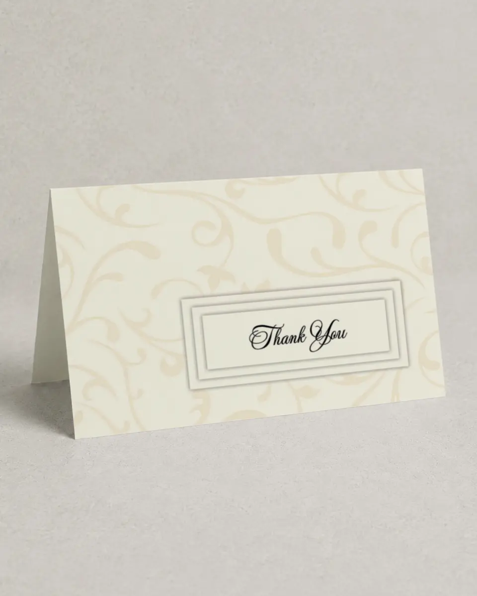 This is a 4" x 6" Folded Thank You Card called Classic Elegance printed in full color on Premium Smooth paper