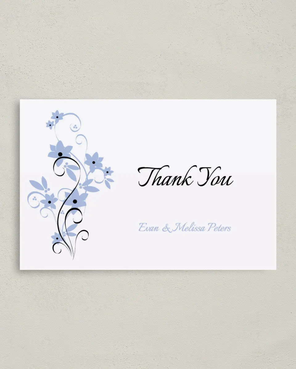 This is a 4" x 6" Folded Thank You Card called Floral Flourish printed in full color on Premium Smooth paper
