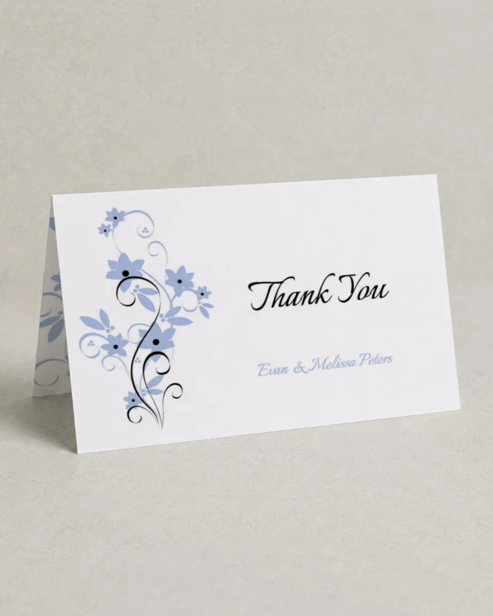 This is a 4" x 6" Folded Thank You Card called Floral Flourish printed in full color on Premium Smooth paper