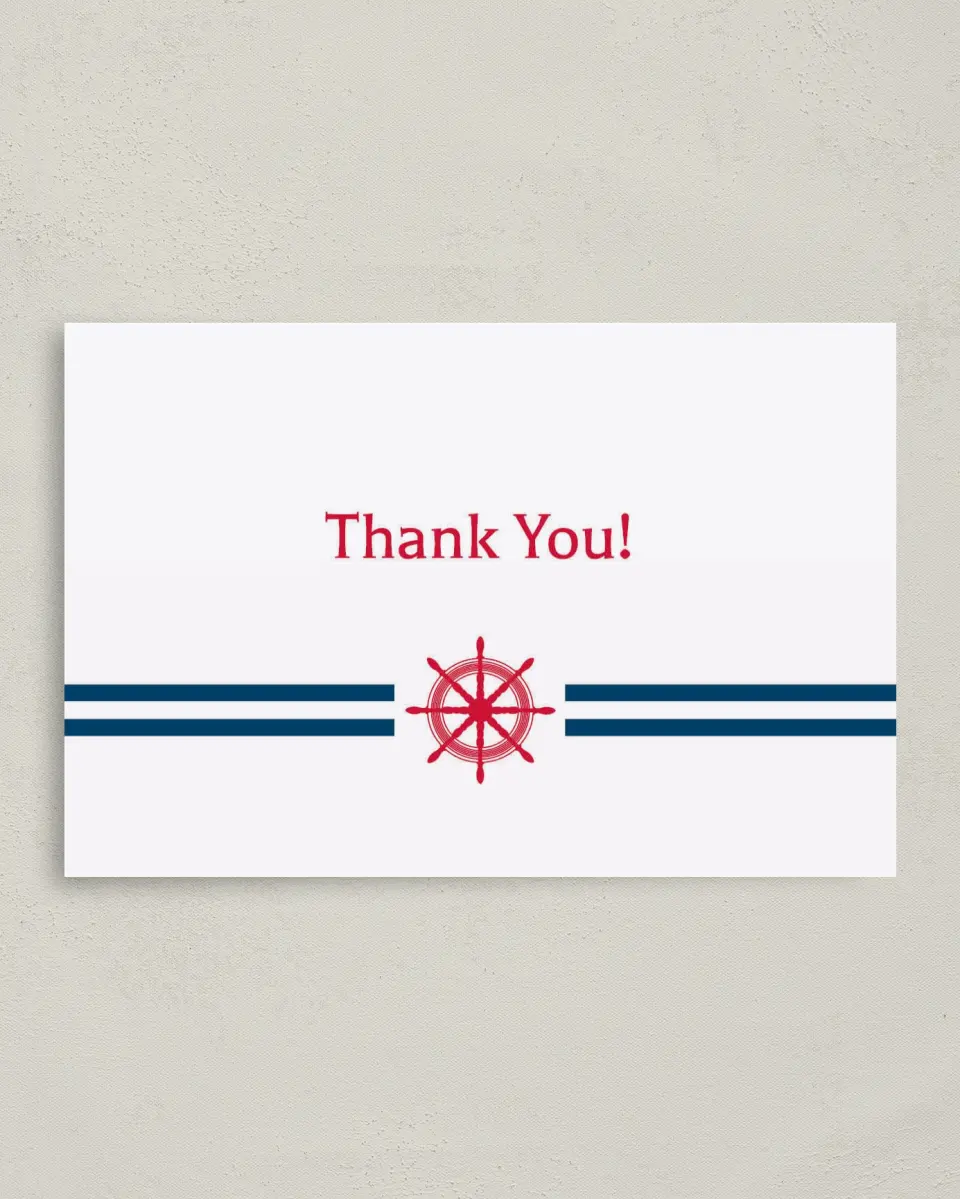 This is a 4" x 6" Folded Thank You Card called Nautical Feelings printed in full color on Premium Smooth paper