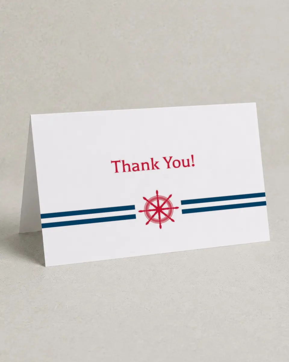 This is a 4" x 6" Folded Thank You Card called Nautical Feelings printed in full color on Premium Smooth paper