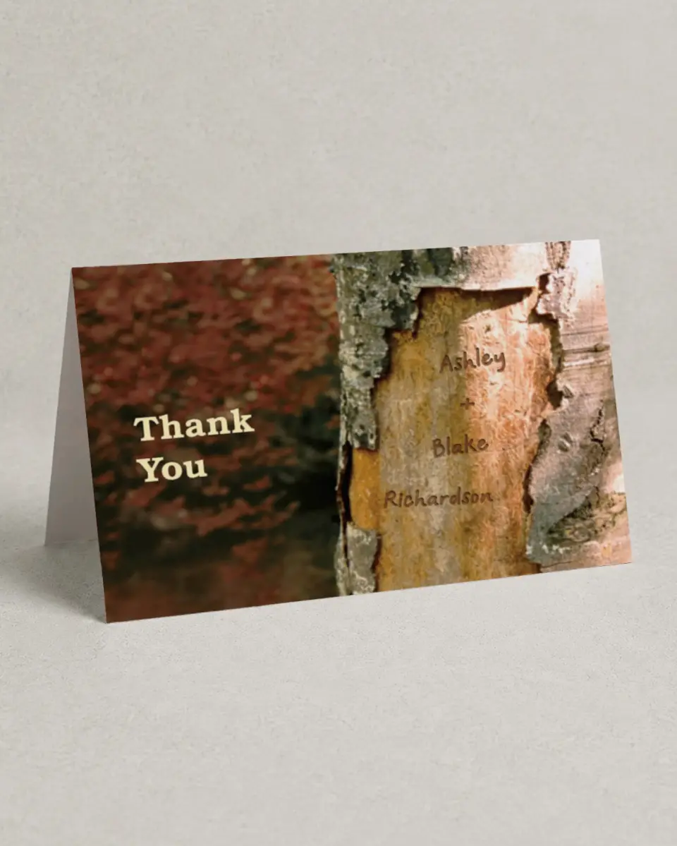 This is a 4" x 6" Folded Thank You Card called Autumn printed in full color on Premium Smooth paper
