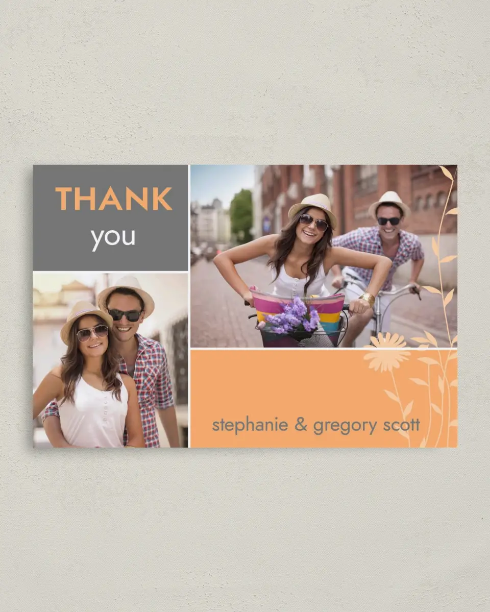 This is a 4" x 6" Folded Thank You Card called Field of Love printed in full color on Premium Smooth paper