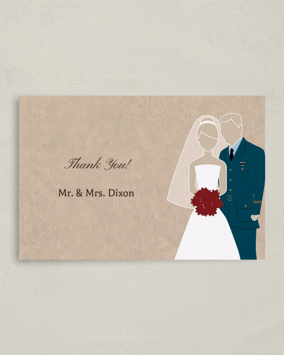 This is a 4" x 6" Folded Thank You Card called Royal Air Force printed in full color on Premium Smooth paper