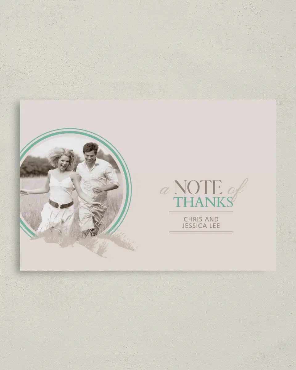 This is a 4" x 6" Folded Thank You Card called Field of Dreams printed in full color on Premium Smooth paper