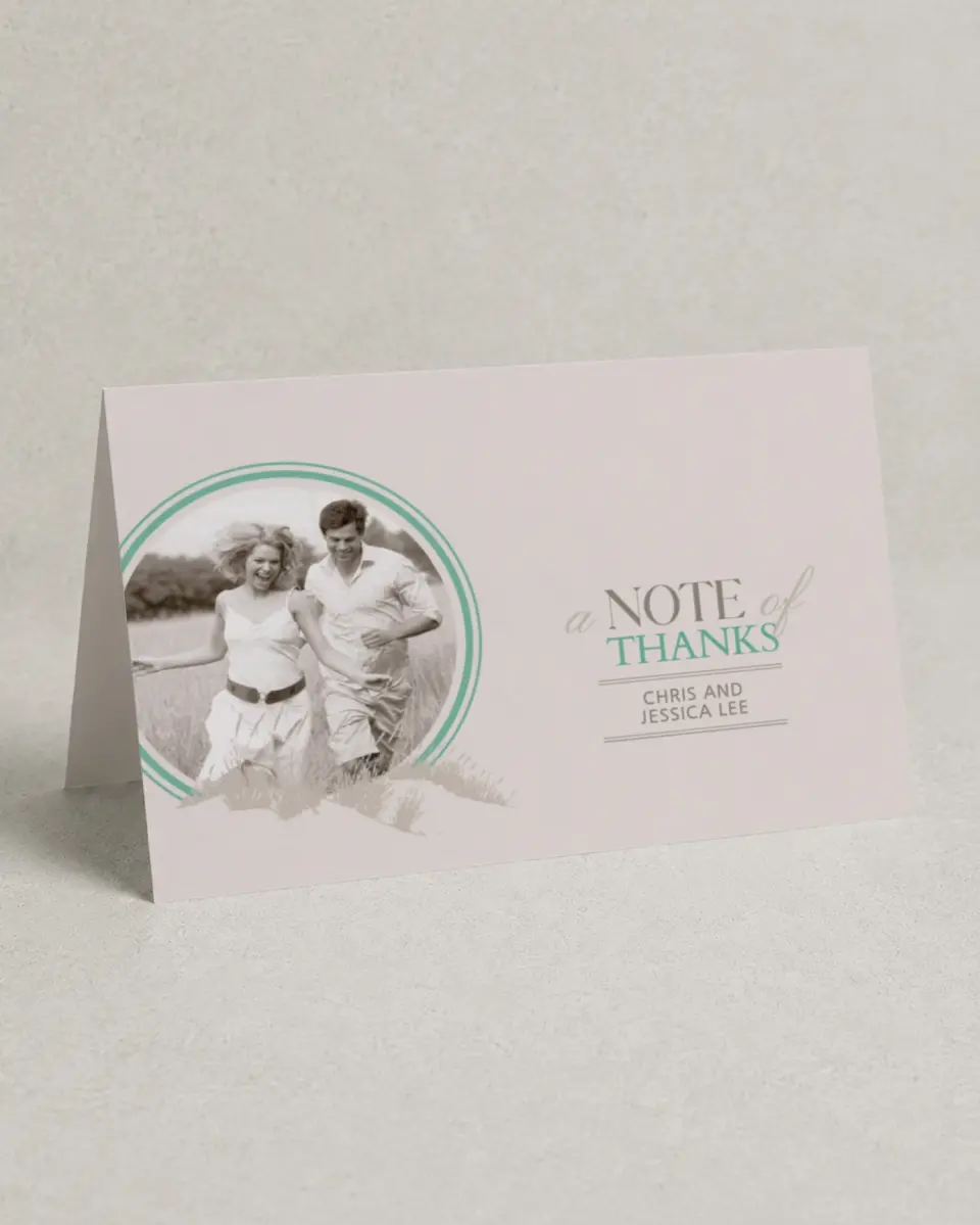 This is a 4" x 6" Folded Thank You Card called Field of Dreams printed in full color on Premium Smooth paper