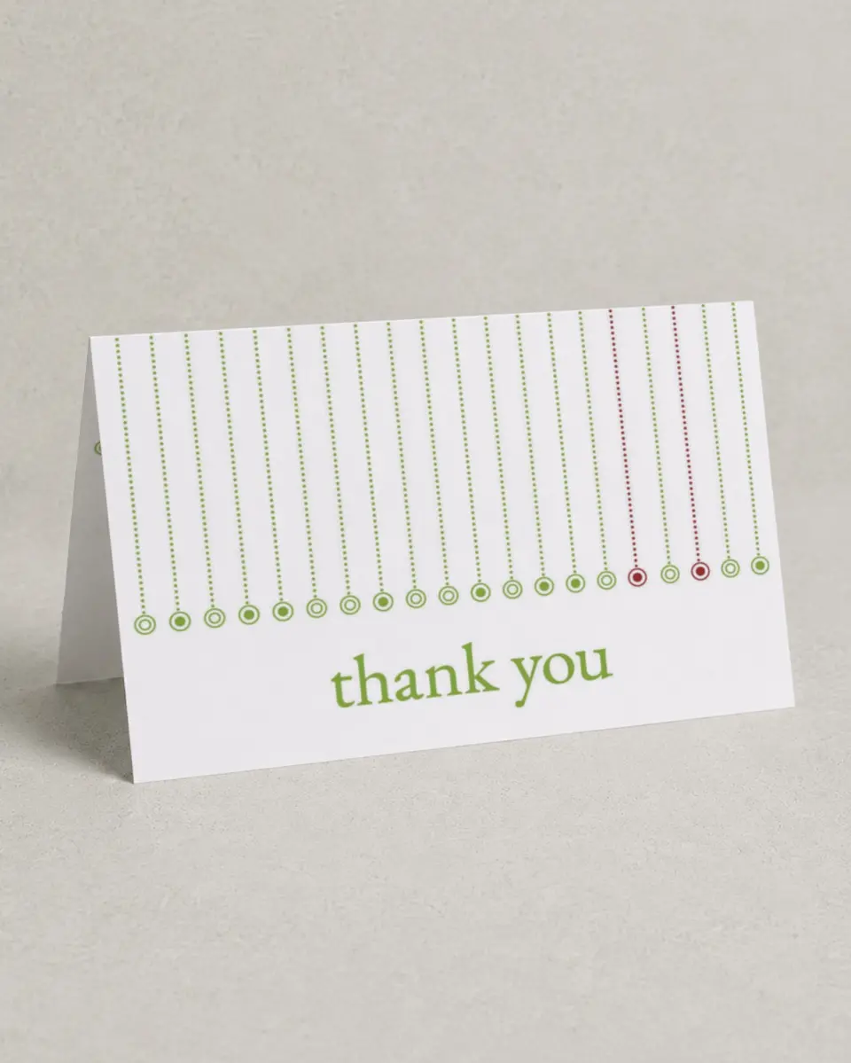 This is a 4" x 6" Folded Thank You Card called Ornament Stripe printed in full color on Premium Smooth paper