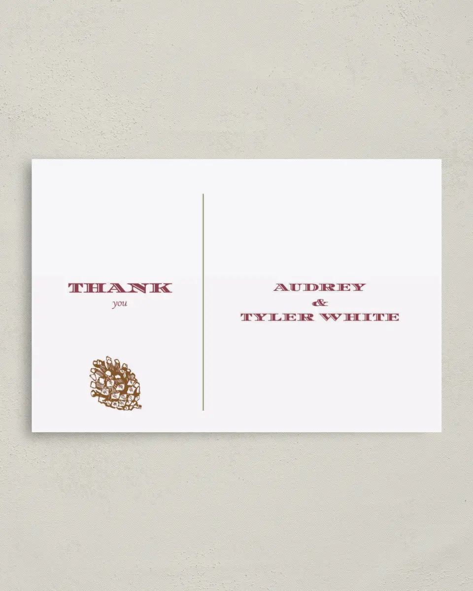 This is a 4" x 6" Folded Thank You Card called Evergreen Christmas printed in full color on Premium Smooth paper