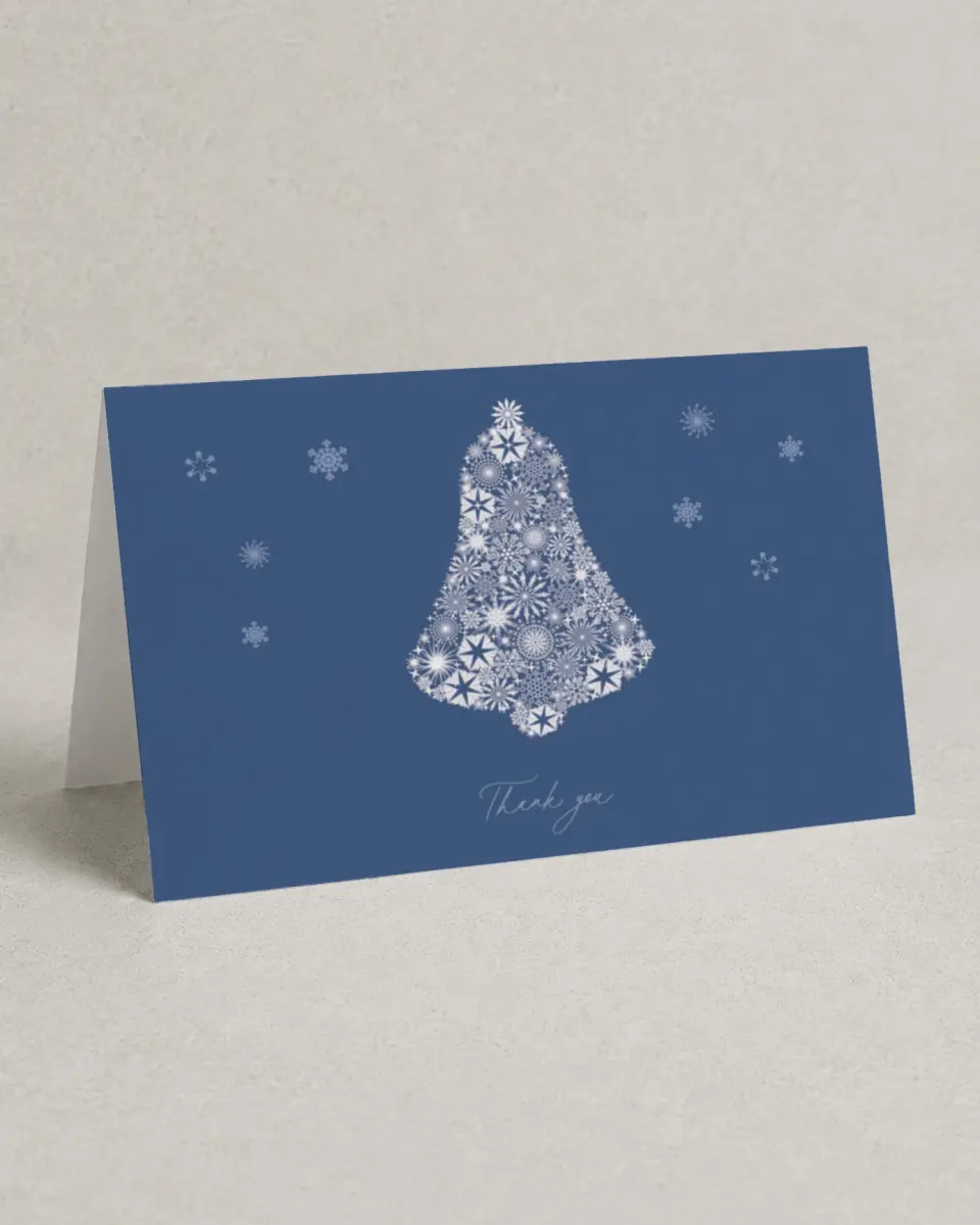 This is a 4" x 6" Folded Thank You Card called Christmas Bell printed in full color on Premium Smooth paper